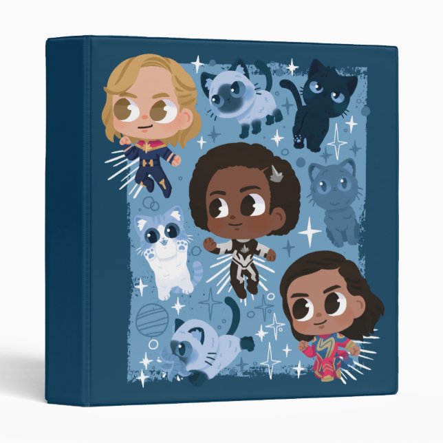 The Marvels Flying With Flerkittens Cartoon 3 Ring Binder (Front/Spine)