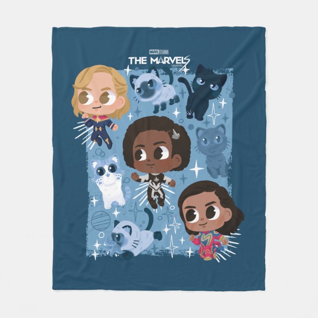 The Marvels Flying With Flerkittens Cartoon Fleece Blanket (Front)