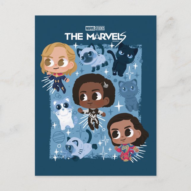 The Marvels Flying With Flerkittens Cartoon Postcard (Front)