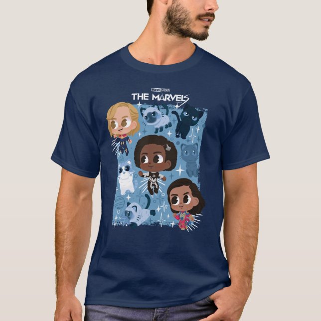 The Marvels Flying With Flerkittens Cartoon T-Shirt (Front)