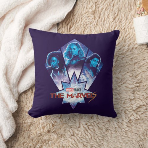 The Marvels Galactic Group Logo Badge Throw Pillow