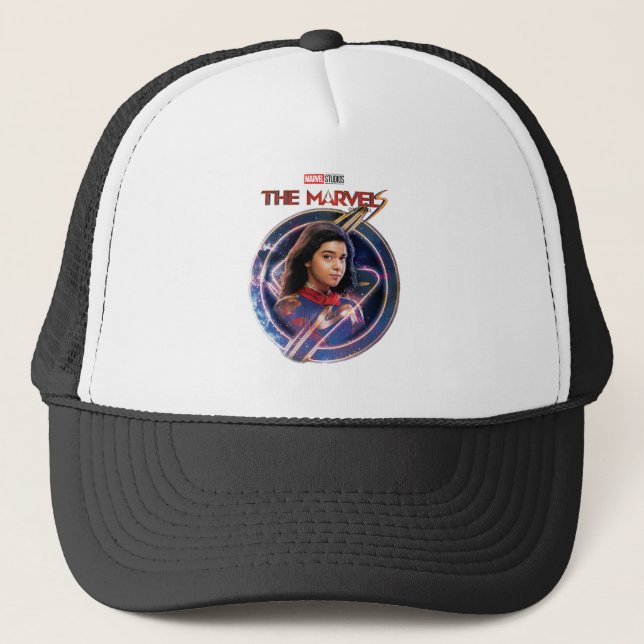 The Marvels Ms. Marvel Circle Badge Trucker Hat (Front)