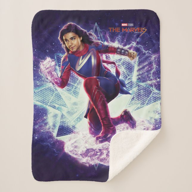 The Marvels Ms. Marvel Star Graphic Sherpa Blanket (Front)