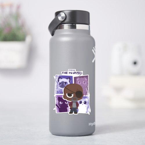 The Marvels Nick Fury Flerkitten Background Sticker