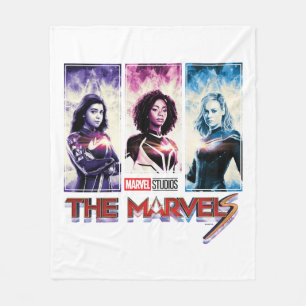 The Marvels Tri-Color Panel Logo Badge Fleece Blanket