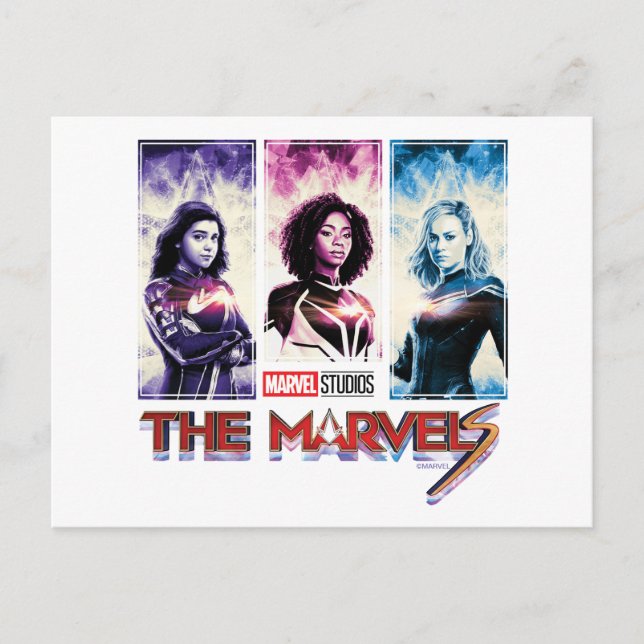 The Marvels Tri-Color Panel Logo Badge Postcard (Front)