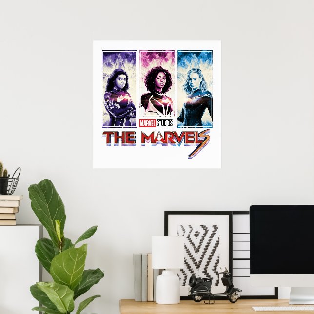 The Marvels Tri-Color Panel Logo Badge Poster (Home Office)