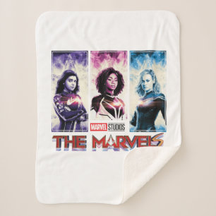 The Marvels Tri-Color Panel Logo Badge Sherpa Blanket