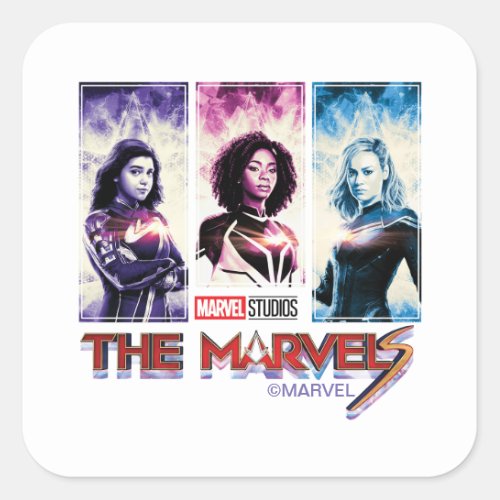 The Marvels Tri_Color Panel Logo Badge Square Sticker