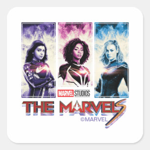 The Marvels Tri-Color Panel Logo Badge Square Sticker