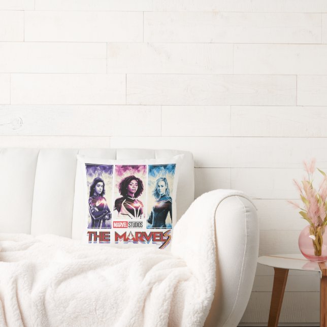 The Marvels Tri-Color Panel Logo Badge Throw Pillow (Couch)