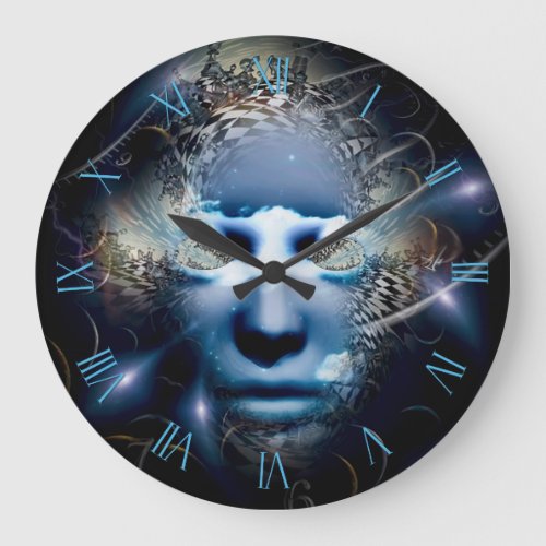 The mask of mystery large clock