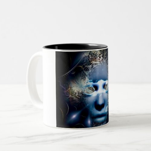 The mask of mystery Two_Tone coffee mug