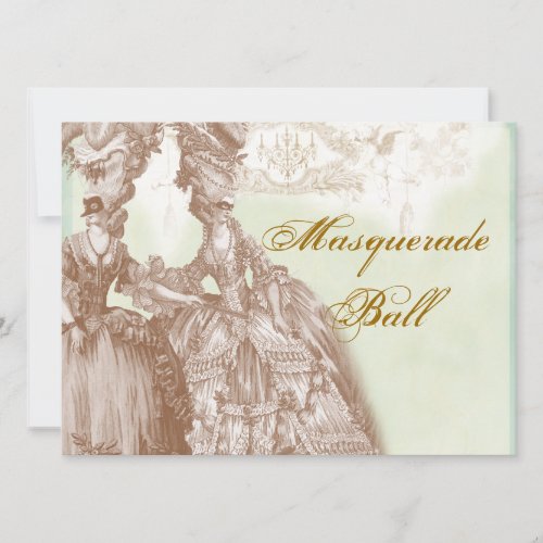 The Masquerade Ball, teal and gold Custom Announcements