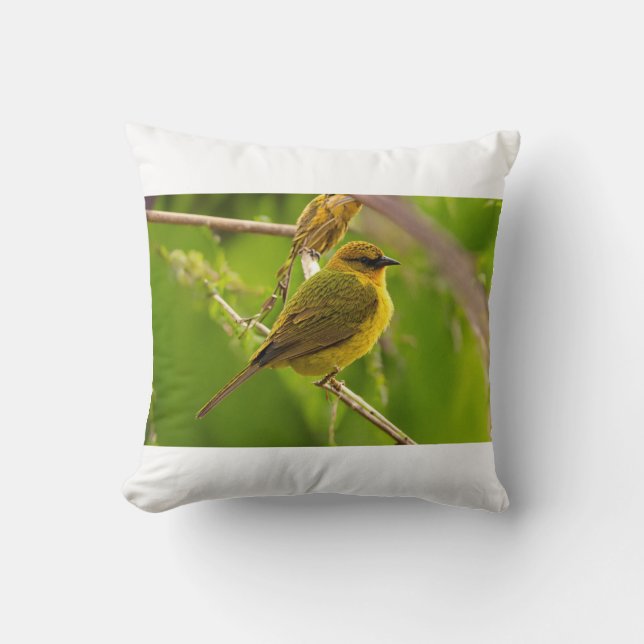 The Master Architect: Weaver Bird at Work Throw Pillow (Front)
