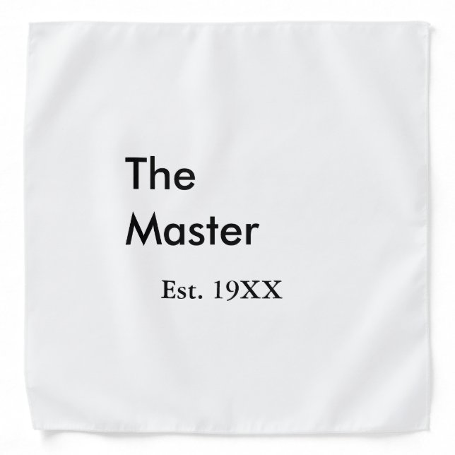 The Master boss name est year date man king title Bandana (Front)