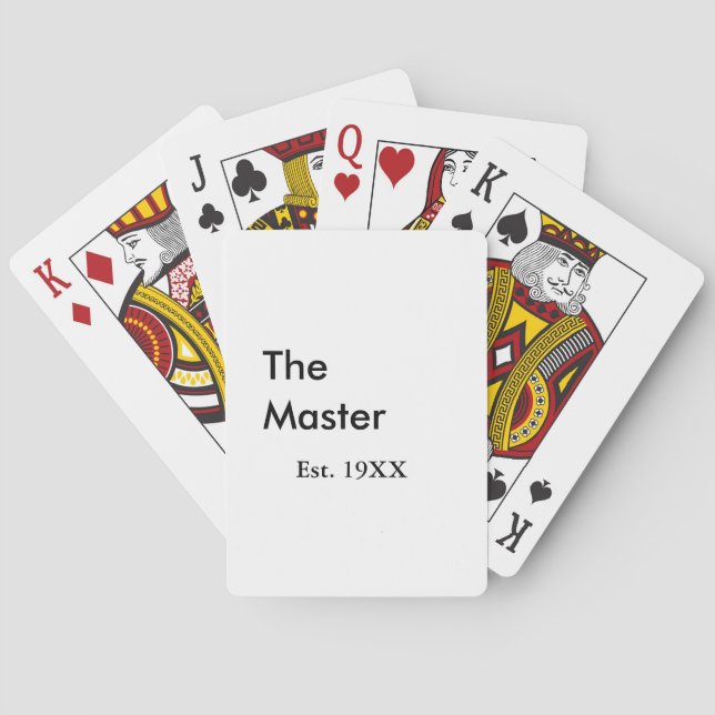 The Master boss name est year date man king title Poker Cards (Back)