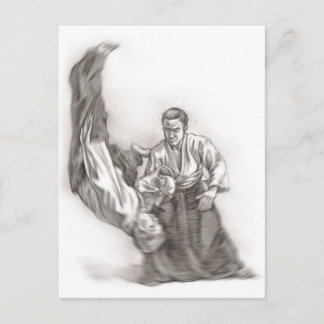 The master of an aikido - use of energy of the cen postcard