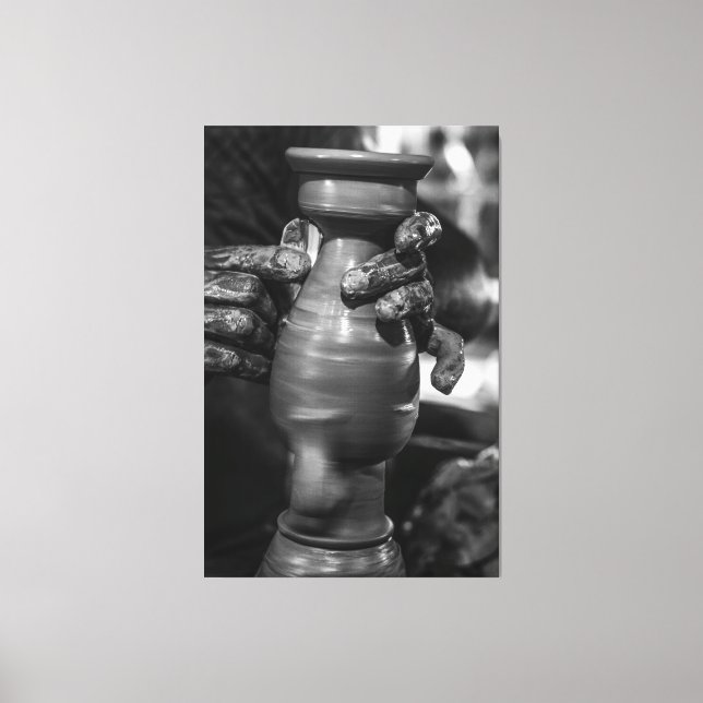 The Master’s Touch: Traditional Pottery Shaping in Canvas Print (Front)