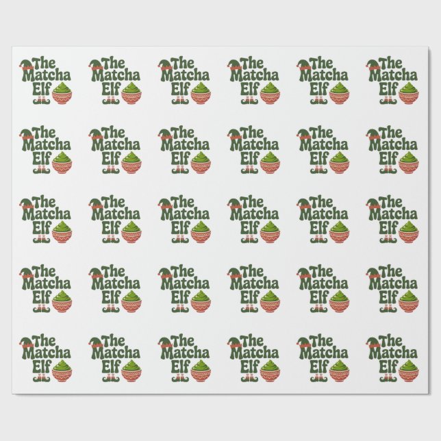 The Matcha Elf Funny Christmas Matcha Drink Lovers Wrapping Paper (Flat)
