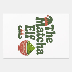 The Matcha Elf Funny Christmas Matcha Drink Lovers Wrapping Paper Sheets
