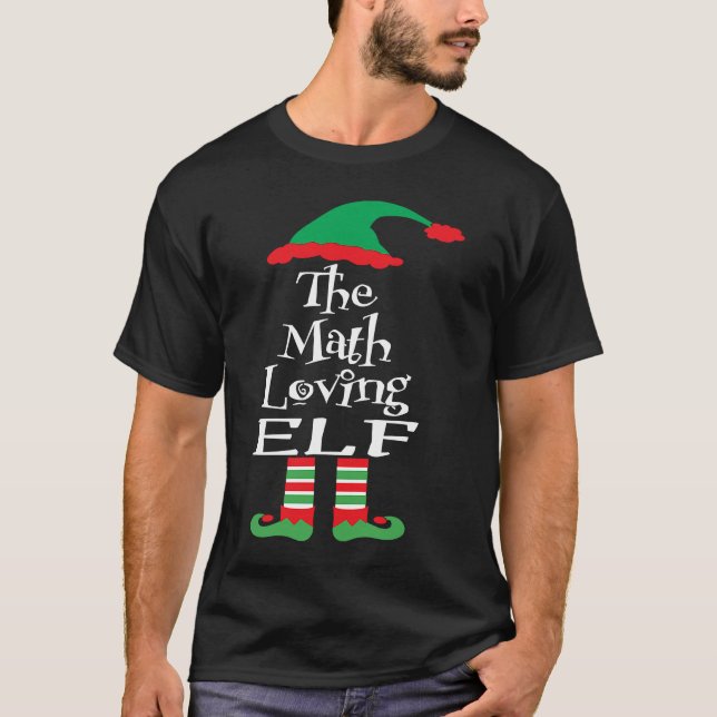 The Math Loving Elf  Family Xmas Matching Teens Yo T-Shirt (Front)