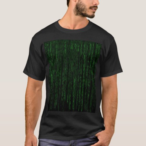 the matrix code green binary code matrix rain T_Shirt