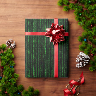 the matrix code, green binary code wrapping paper