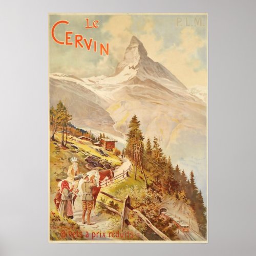 The Matterhorn Le Cervin Vintage Travel Poster