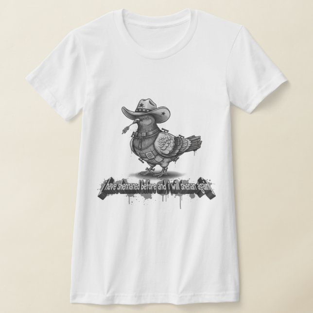 The Maverick Pigeon: 3D Graffiti Monochrome Premiu T-Shirt (Laydown)