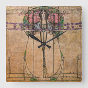 The May Queen by Margaret Macdonald Mackintosh Square Wall Clock