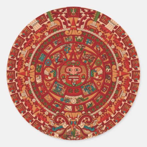 The Mayan  Aztec calendar wheel Classic Round Sticker