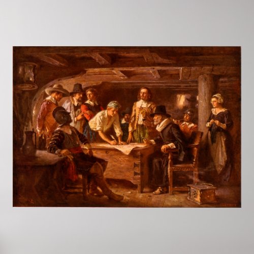 The Mayflower Compact by Jean Leon Gerome Ferris Poster