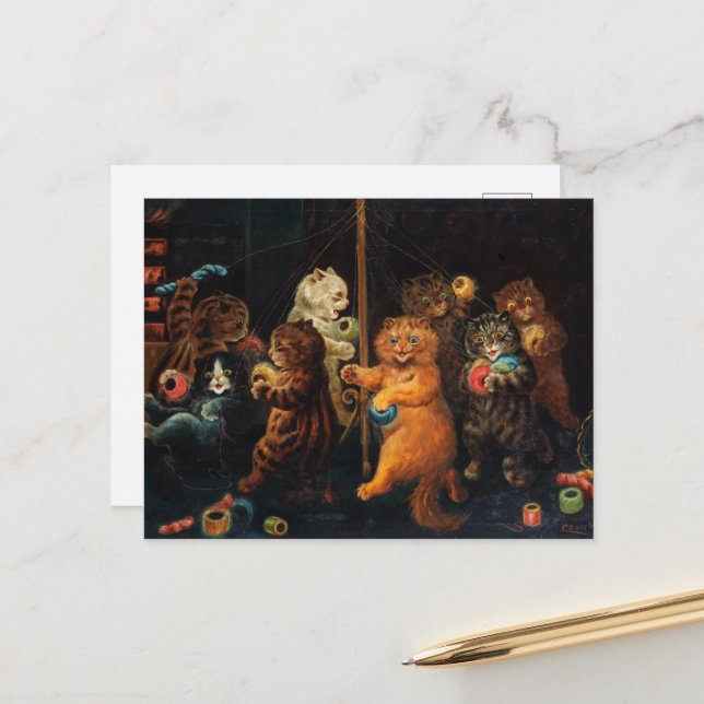 The Maypole by Louis Wain Holiday Postcard (Front/Back In Situ)