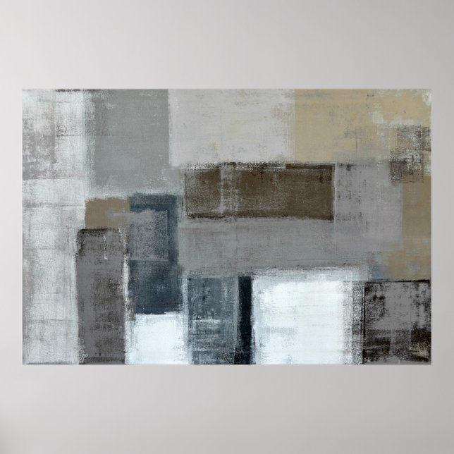 'The Maze' Neutral Abstract Art Poster Print (Front)