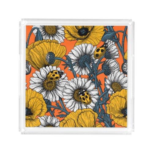 The meadow in yellow and blue acrylic tray