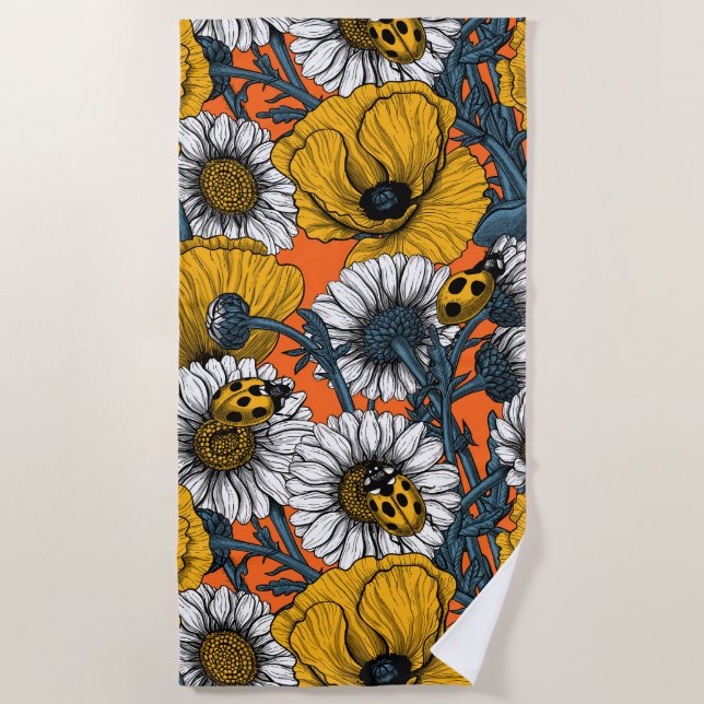 The meadow in yellow and blue beach towel (Front)