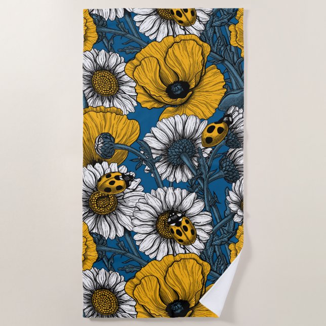 The meadow in yellow and blue beach towel (Front)