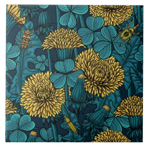 The meadow in yellow and blue ceramic tile