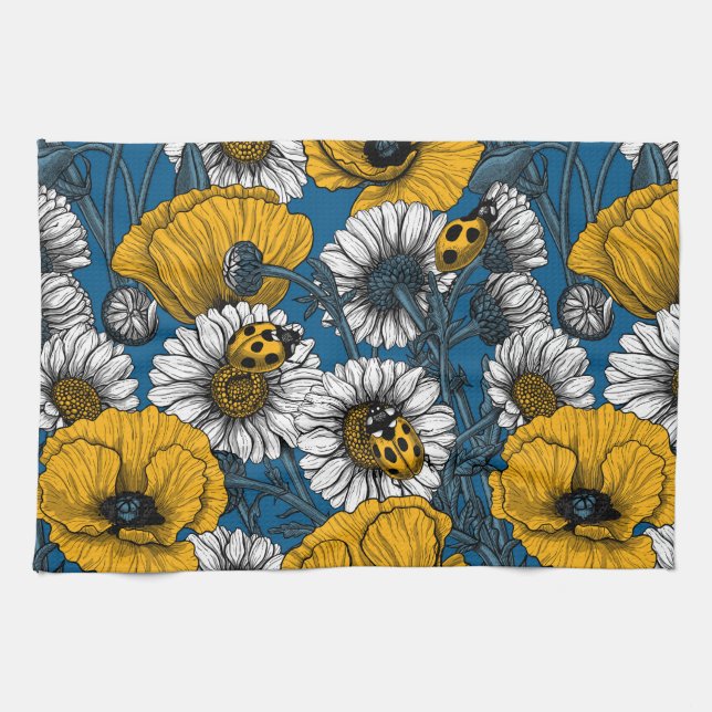 The meadow in yellow and blue kitchen towel (Horizontal)