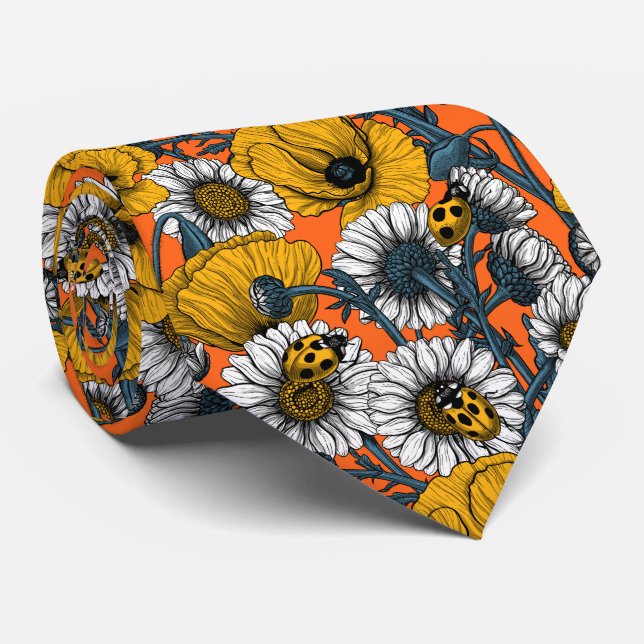 The meadow in yellow and blue neck tie (Rolled)