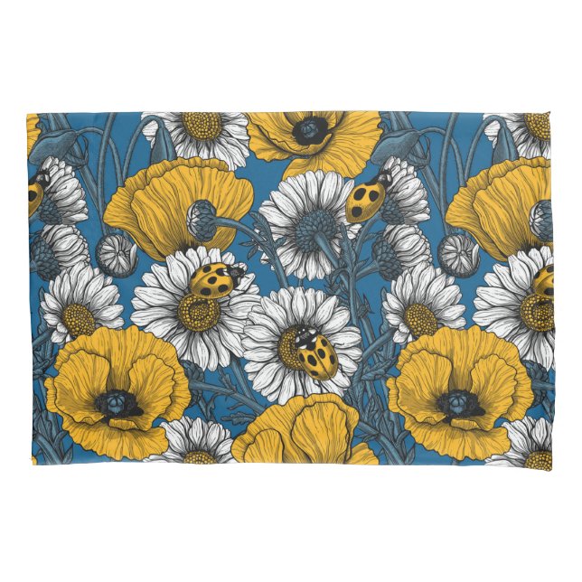 The meadow in yellow and blue pillow case (Front)