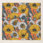 The meadow in yellow and blue scarf<br><div class="desc">Seamless vector pattern made with hand drawn daisies,  poppies and ladybugs. Yellow and white color version.</div>