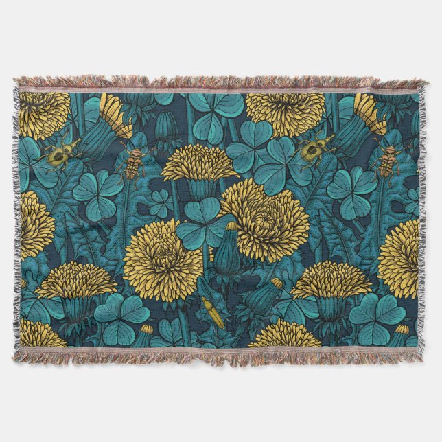 The meadow in yellow and blue throw blanket (Front)