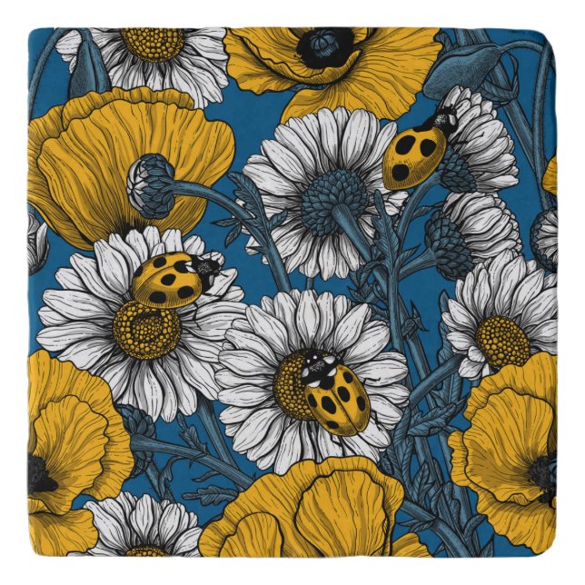 The meadow in yellow and blue trivet (Front)