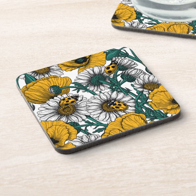 The meadow in yellow beverage coaster (Left Side)