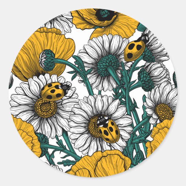 The meadow in yellow classic round sticker (Front)