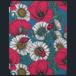 The meadow iPad smart cover<br><div class="desc">Seamless vector pattern made with hand drawn daisies,  poppies and ladybugs.</div>