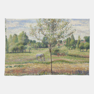 The Meadow with Grey Horse, Eragny, Oil Painting Kitchen Towel