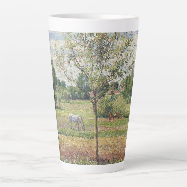 The Meadow with Grey Horse, Eragny, Oil Painting Latte Mug (Front)